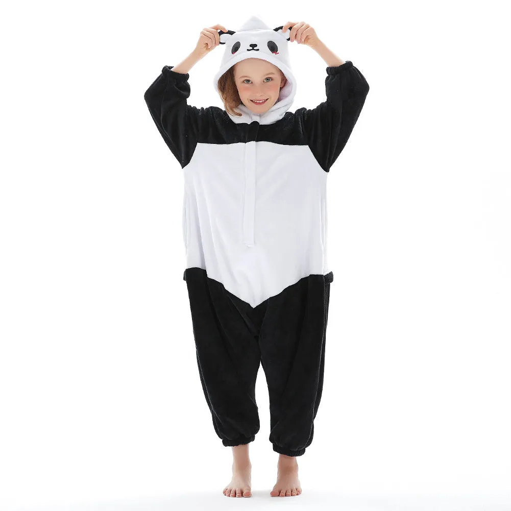 OLAOLA Kids Giant Panda Animal Onesie Plush Soft Flannel Warm Home Pajamas One-Piece Sleepwear