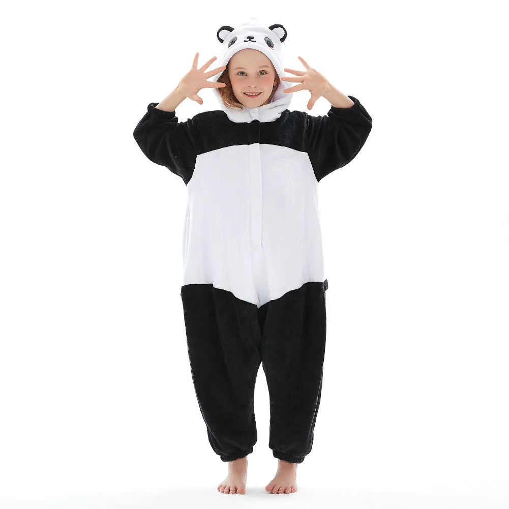 OLAOLA Kids Giant Panda Animal Onesie Plush Soft Flannel Warm Home Pajamas One-Piece Sleepwear