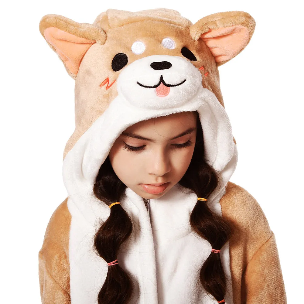 OLAOLA Kids Shiba Inu Animal Onesie Plush Soft Flannel Warm Home Pajamas One-Piece Sleepwear