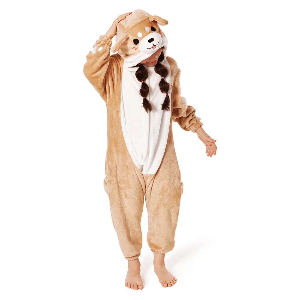 OLAOLA Kids Shiba Inu Animal Onesie Plush Soft Flannel Warm Home Pajamas One-Piece Sleepwear