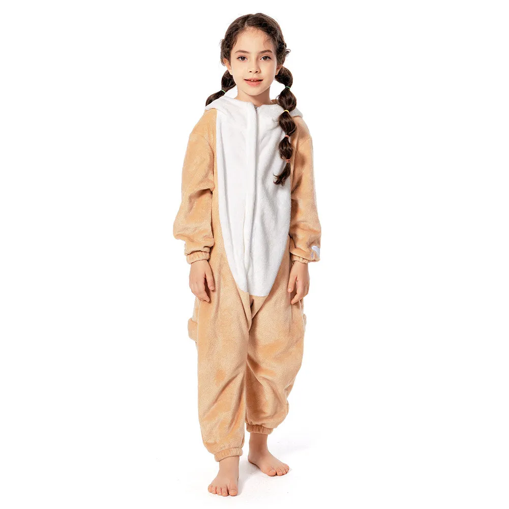 OLAOLA Kids Shiba Inu Animal Onesie Plush Soft Flannel Warm Home Pajamas One-Piece Sleepwear