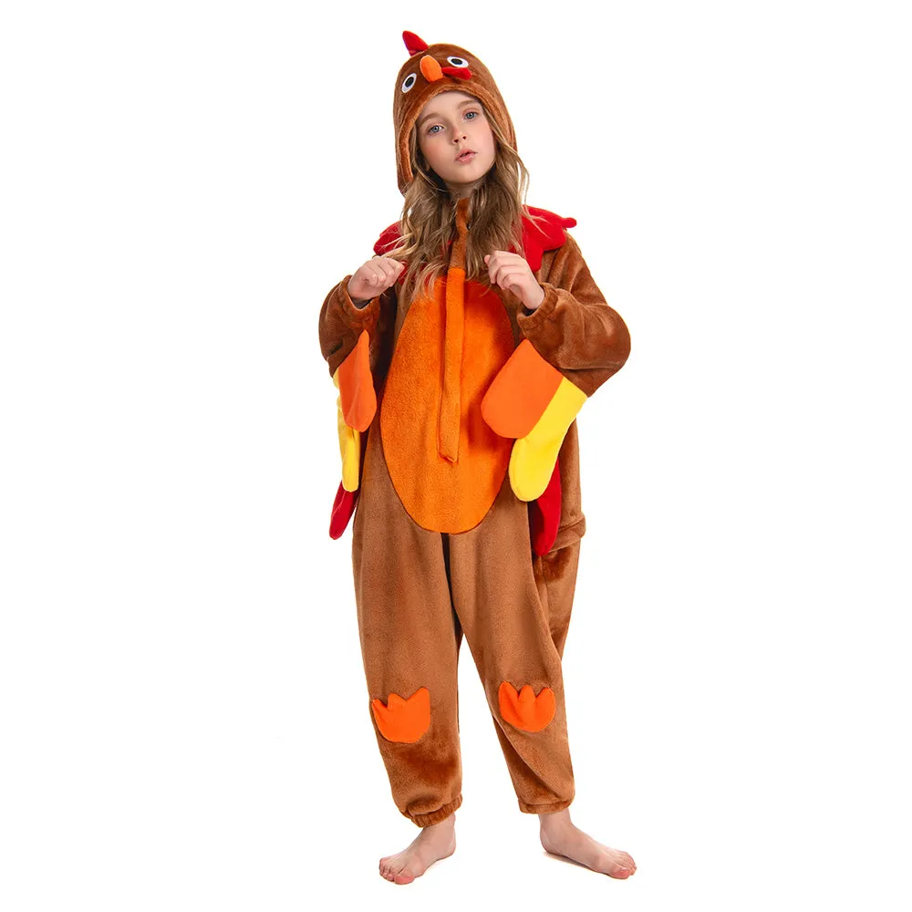 OLAOLA Kids Turkey Animal Onesie Plush Soft Flannel Warm Home Pajamas One-Piece Sleepwear