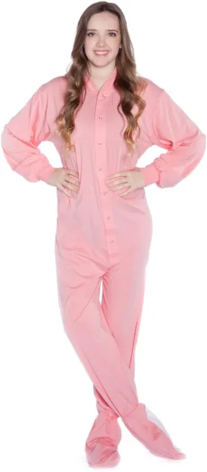 One Piece Cotton Knit Adult Men's & Women's Footed Onesie Pajama | Drop Seat