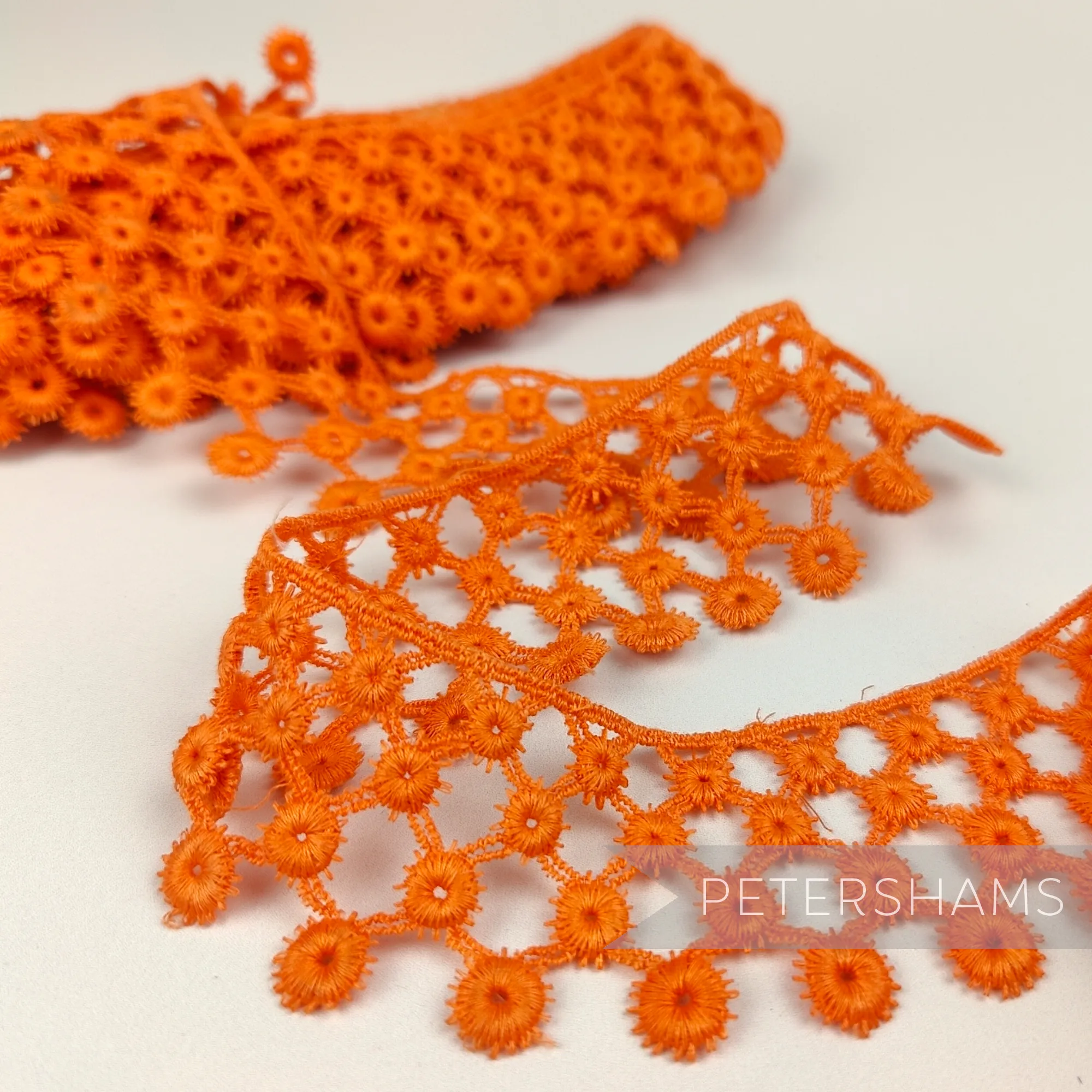 Orange Lattice 45mm Vintage 1950s Guipure Lace - 1m
