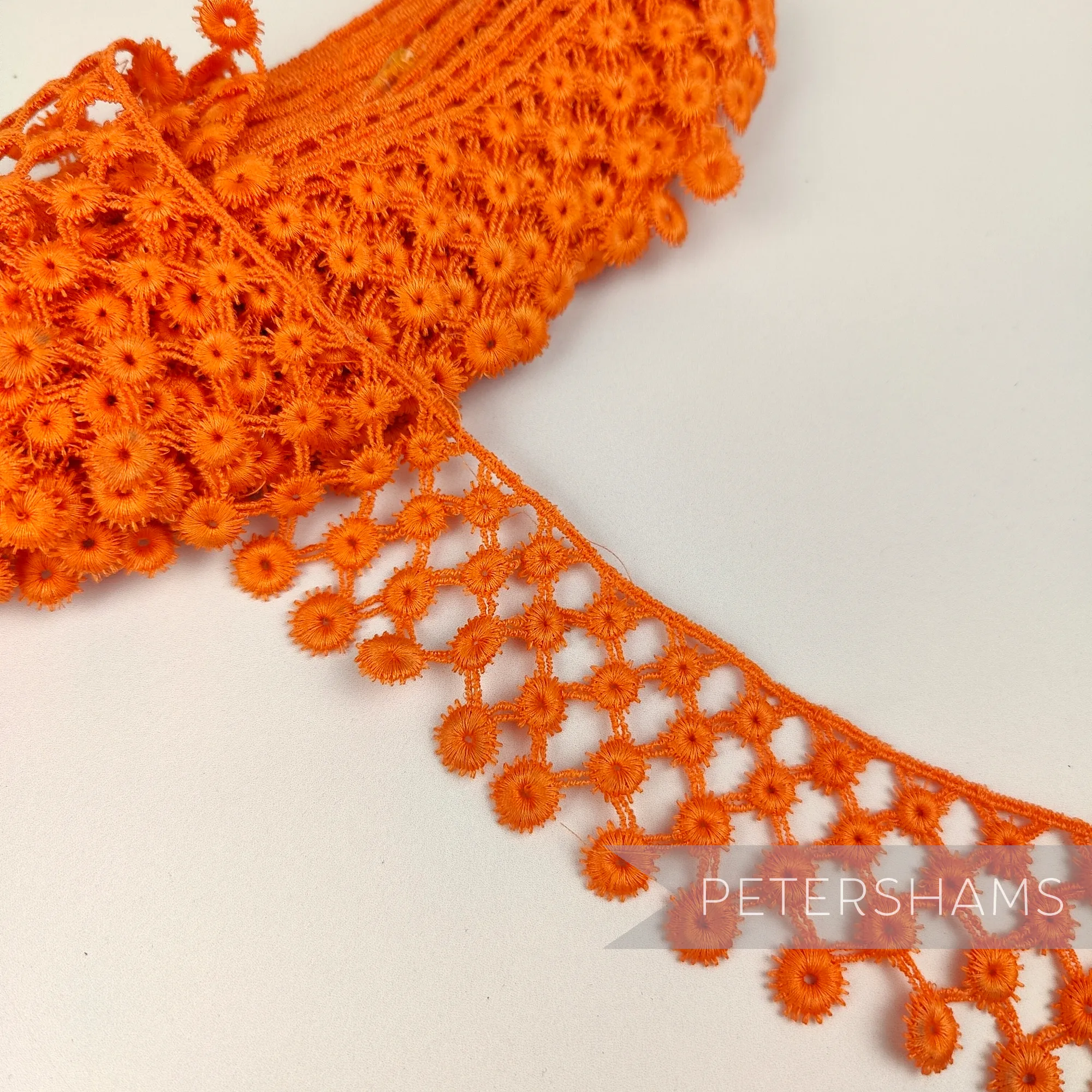 Orange Lattice 45mm Vintage 1950s Guipure Lace - 1m