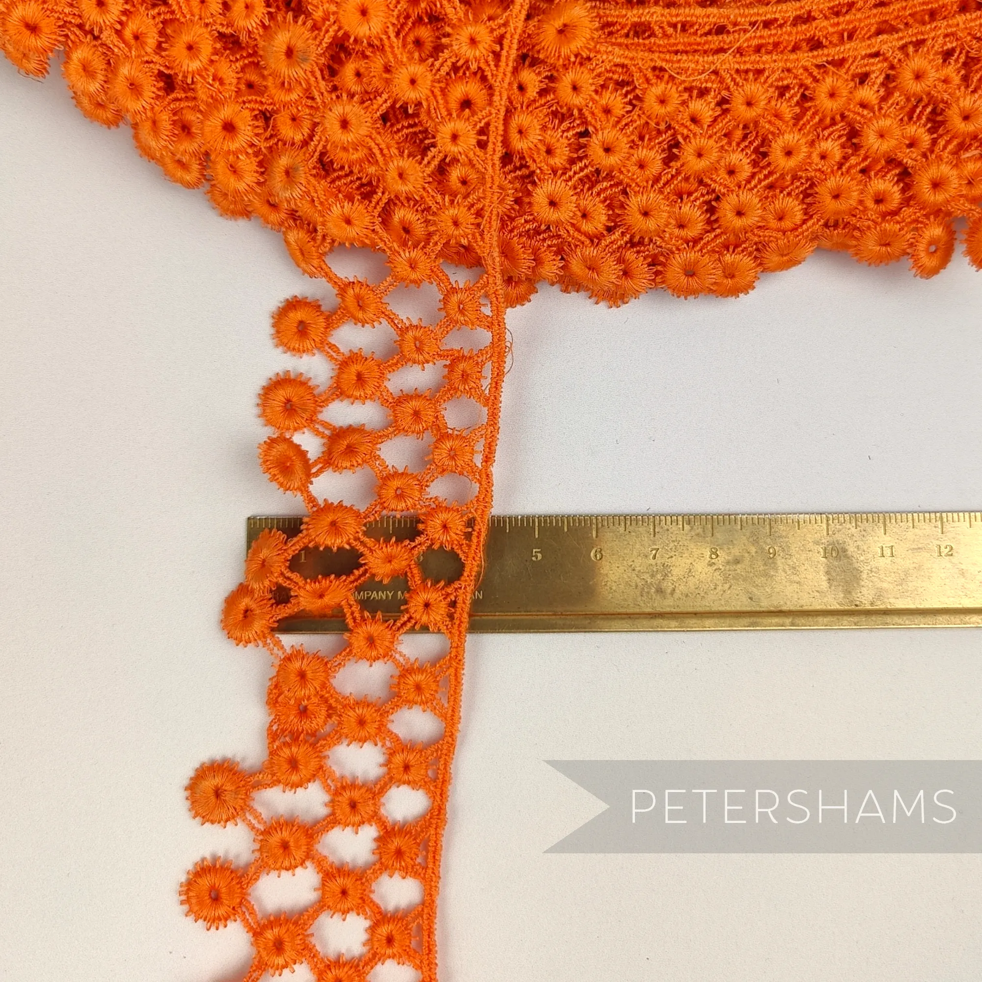 Orange Lattice 45mm Vintage 1950s Guipure Lace - 1m