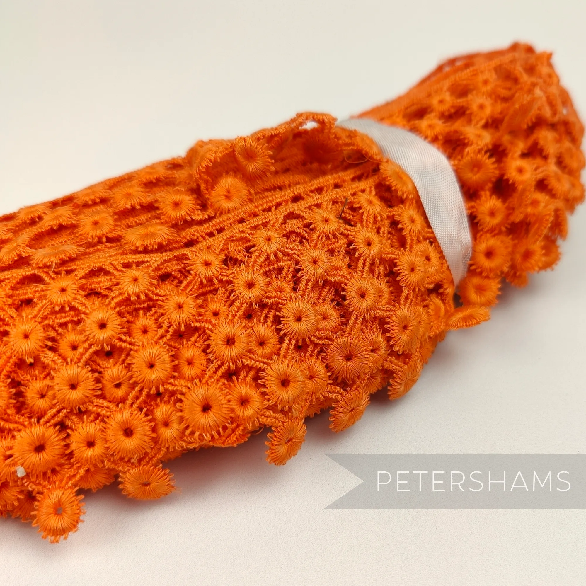 Orange Lattice 45mm Vintage 1950s Guipure Lace - 1m