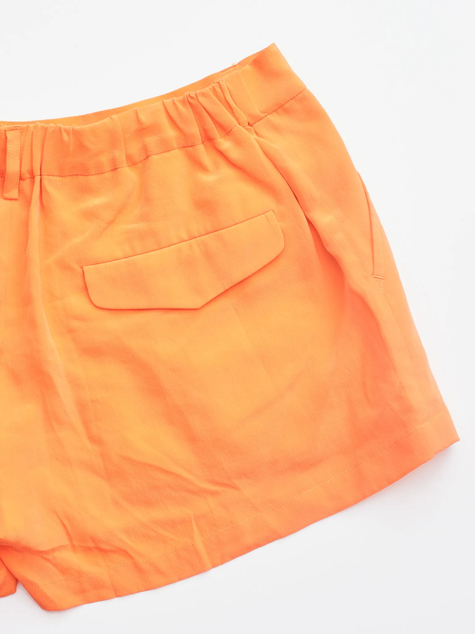 Orange Silk Short Shorts