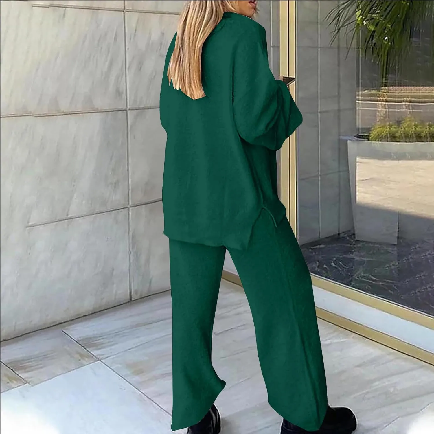 Outfits for Women 2 Piece Sets Lounge Sets Long Pants and V Neck Loose Pullover Soft Matching Loungewear Tracksuits
