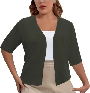 Oversized Cardigans for Women Plus Size Short Sleeve Kimonos Boho Solid Color Fall Summer Open Front Outwear