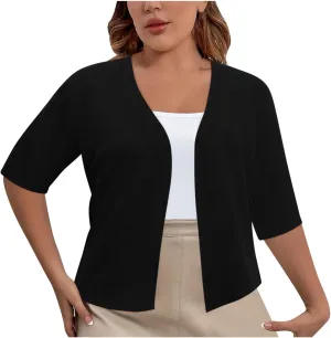 Oversized Cardigans for Women Plus Size Short Sleeve Kimonos Boho Solid Color Fall Summer Open Front Outwear