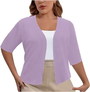 Oversized Cardigans for Women Plus Size Short Sleeve Kimonos Boho Solid Color Fall Summer Open Front Outwear