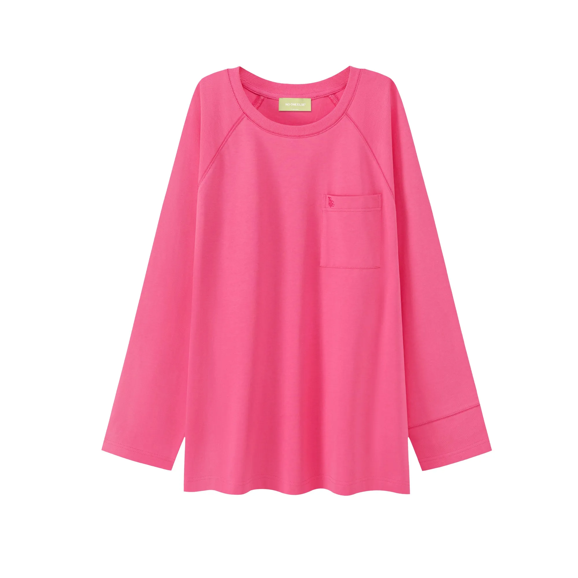Oversized Front Pocket Long-Sleeves Top