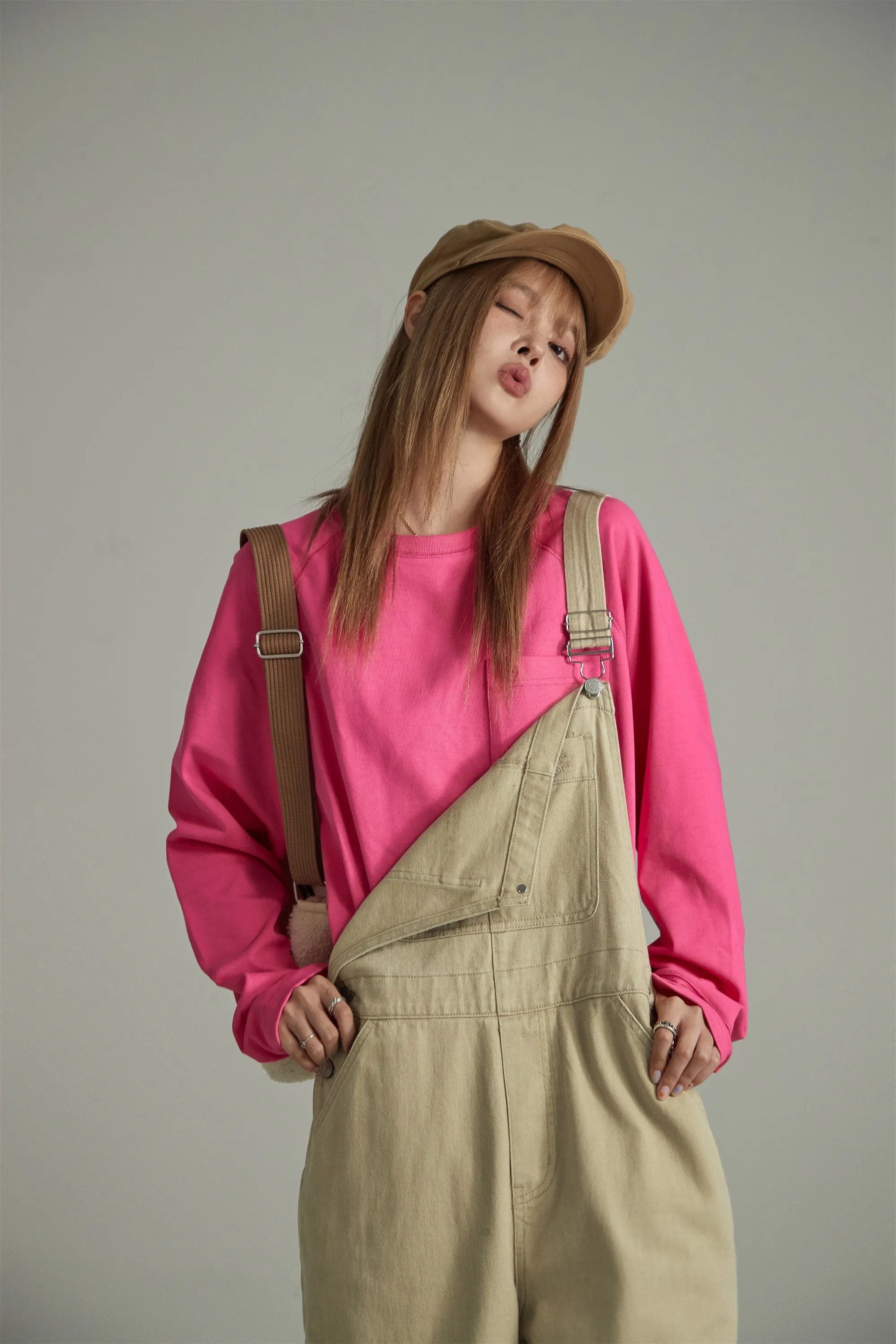 Oversized Front Pocket Long-Sleeves Top