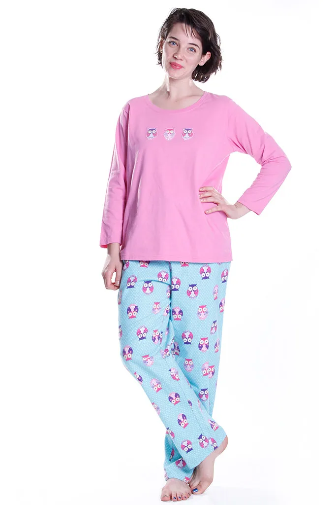 Owl Print Plus Size Pajama Set