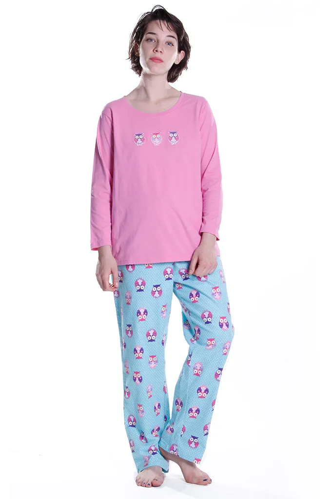 Owl Print Plus Size Pajama Set