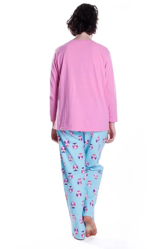 Owl Print Plus Size Pajama Set