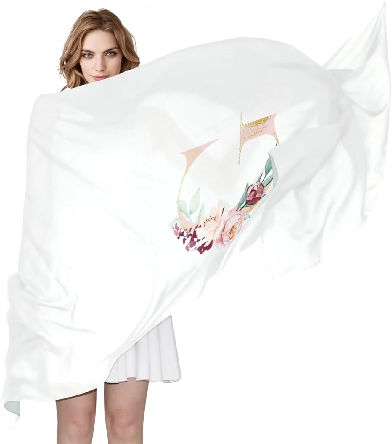 Oyihfvs Woman Long Silk Scarf Soft Head Wrap Silk Shawl stole