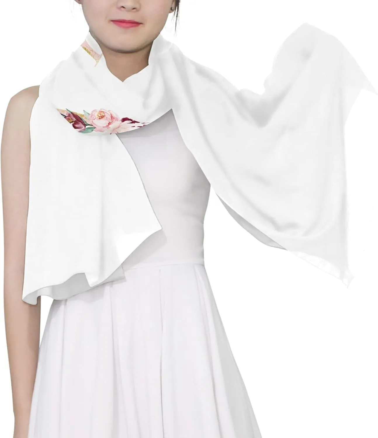 Oyihfvs Woman Long Silk Scarf Soft Head Wrap Silk Shawl stole