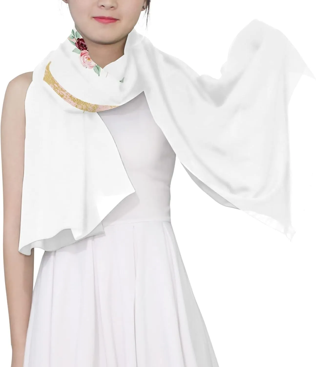 Oyihfvs Woman Long Silk Scarf Soft Head Wrap Silk Shawl stole