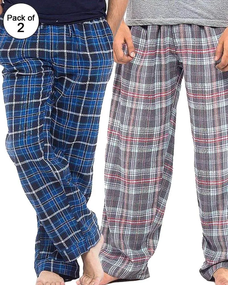 Pack of 2 - Men's Cotton Check Pajama - Cotton Yarn Dyed Flannel Men's Pajama MF-15