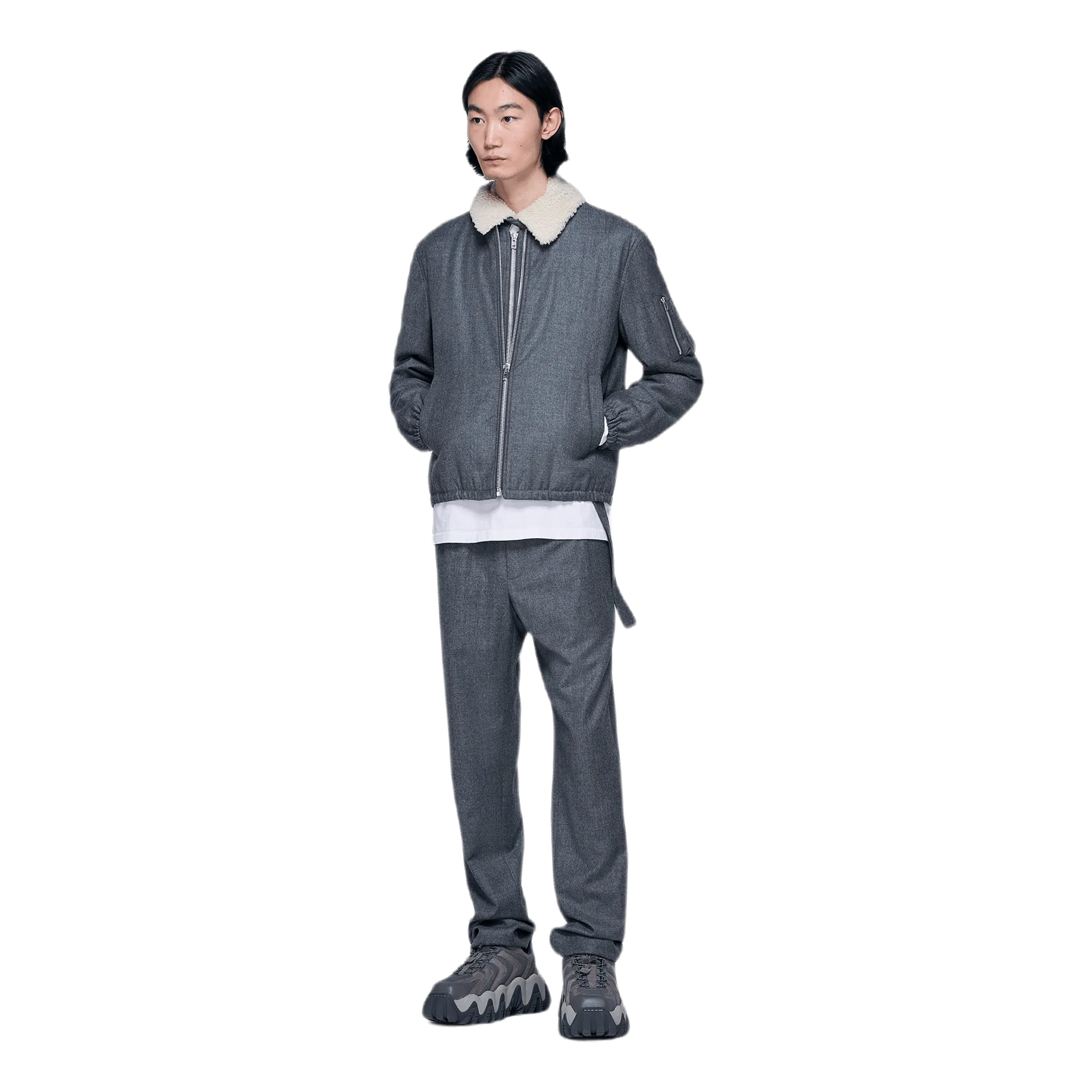 Padded Flannel Bomber Gray