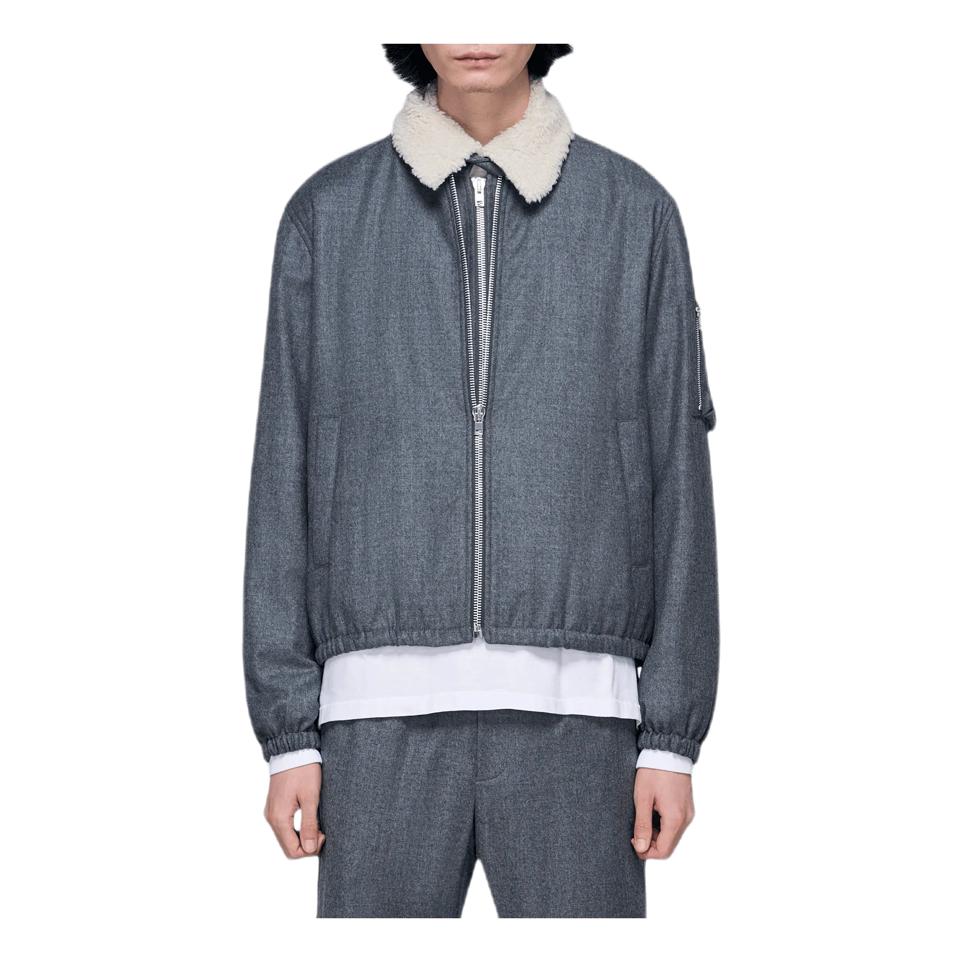 Padded Flannel Bomber Gray