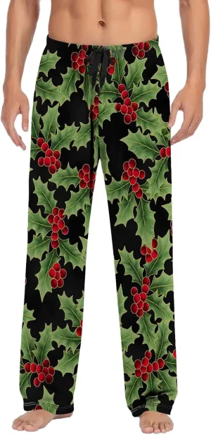 Pajama Pants for Men Men's Spring Summer Autumn and Winter Classic Fashion Leggings Plaid Waistband Sleep Pajama