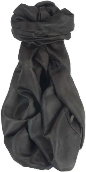 Pashmina & Silk Mens Mulberry Silk Hand Dyed Long Scarf Black from