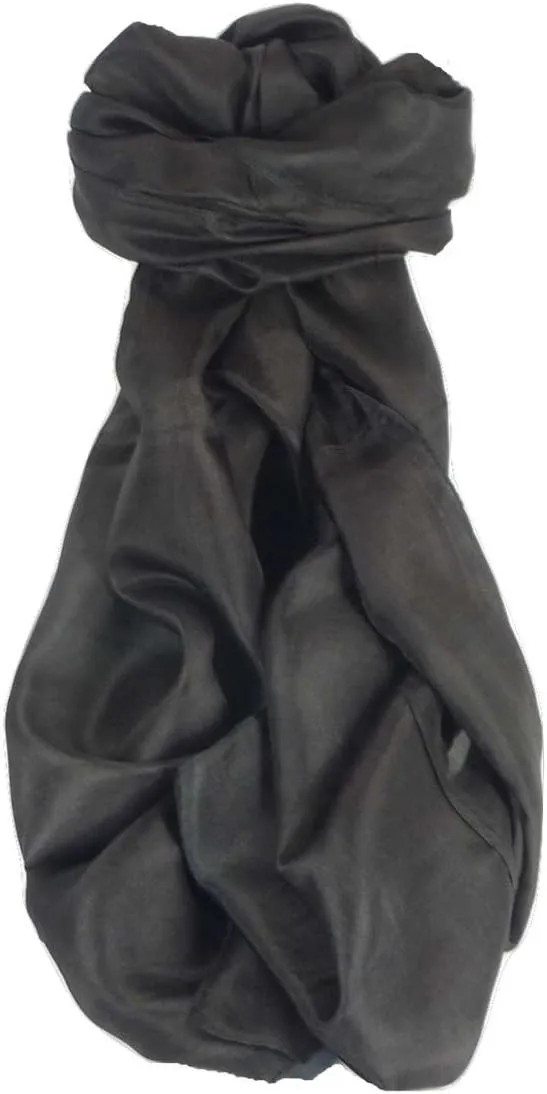Pashmina & Silk Mens Mulberry Silk Hand Dyed Long Scarf Black from