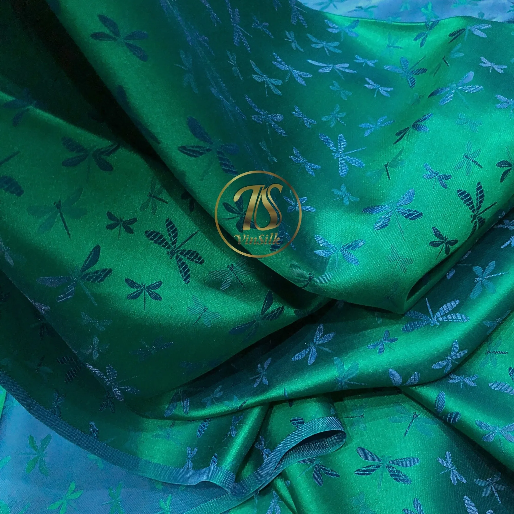 PATTERN MULBERRY SILK fabric by the yard - Handmade fabric – Dress making – Silk for sewing - Gift for women - Blue silk fabric