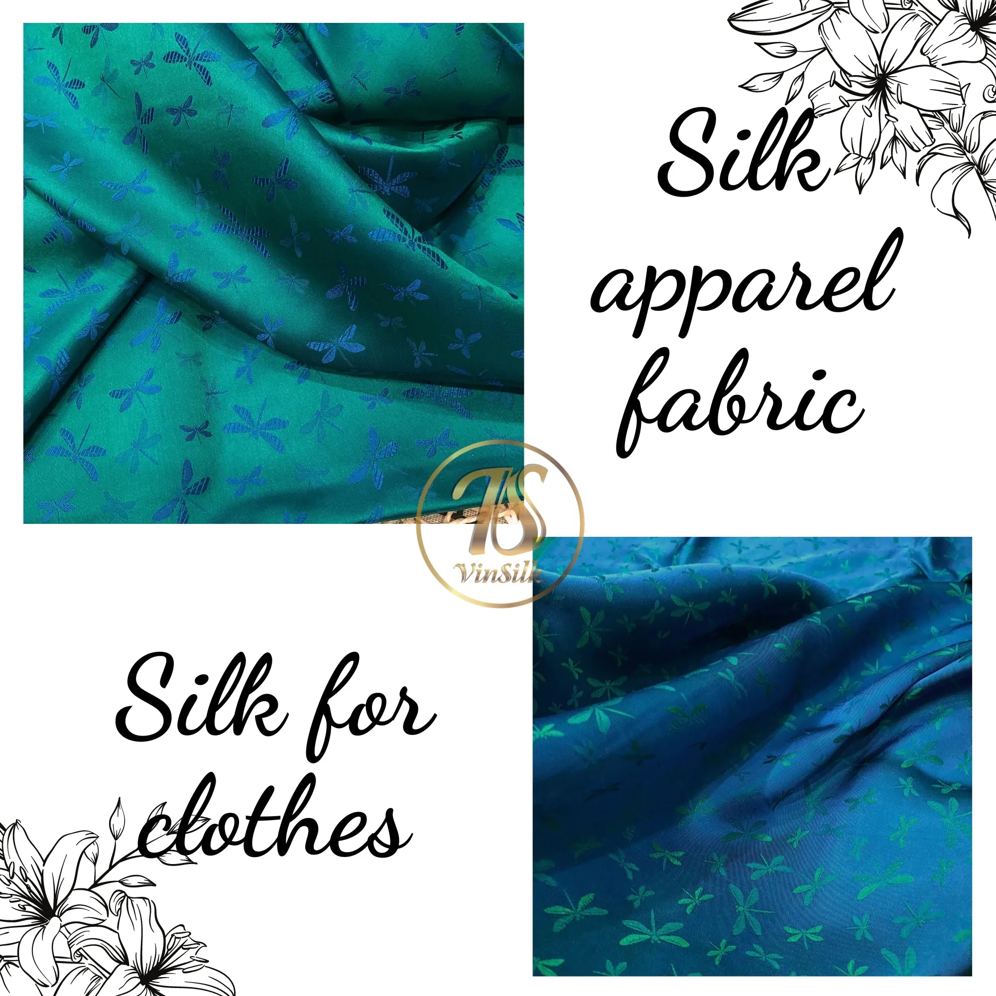 PATTERN MULBERRY SILK fabric by the yard - Handmade fabric – Dress making – Silk for sewing - Gift for women - Blue silk fabric