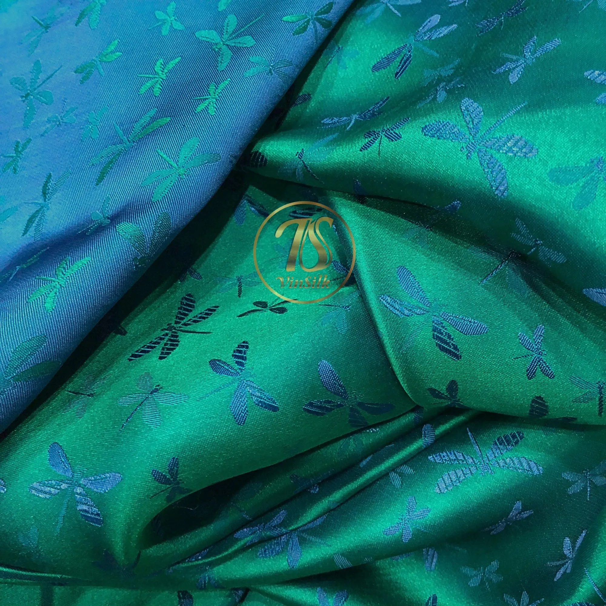 PATTERN MULBERRY SILK fabric by the yard - Handmade fabric – Dress making – Silk for sewing - Gift for women - Blue silk fabric
