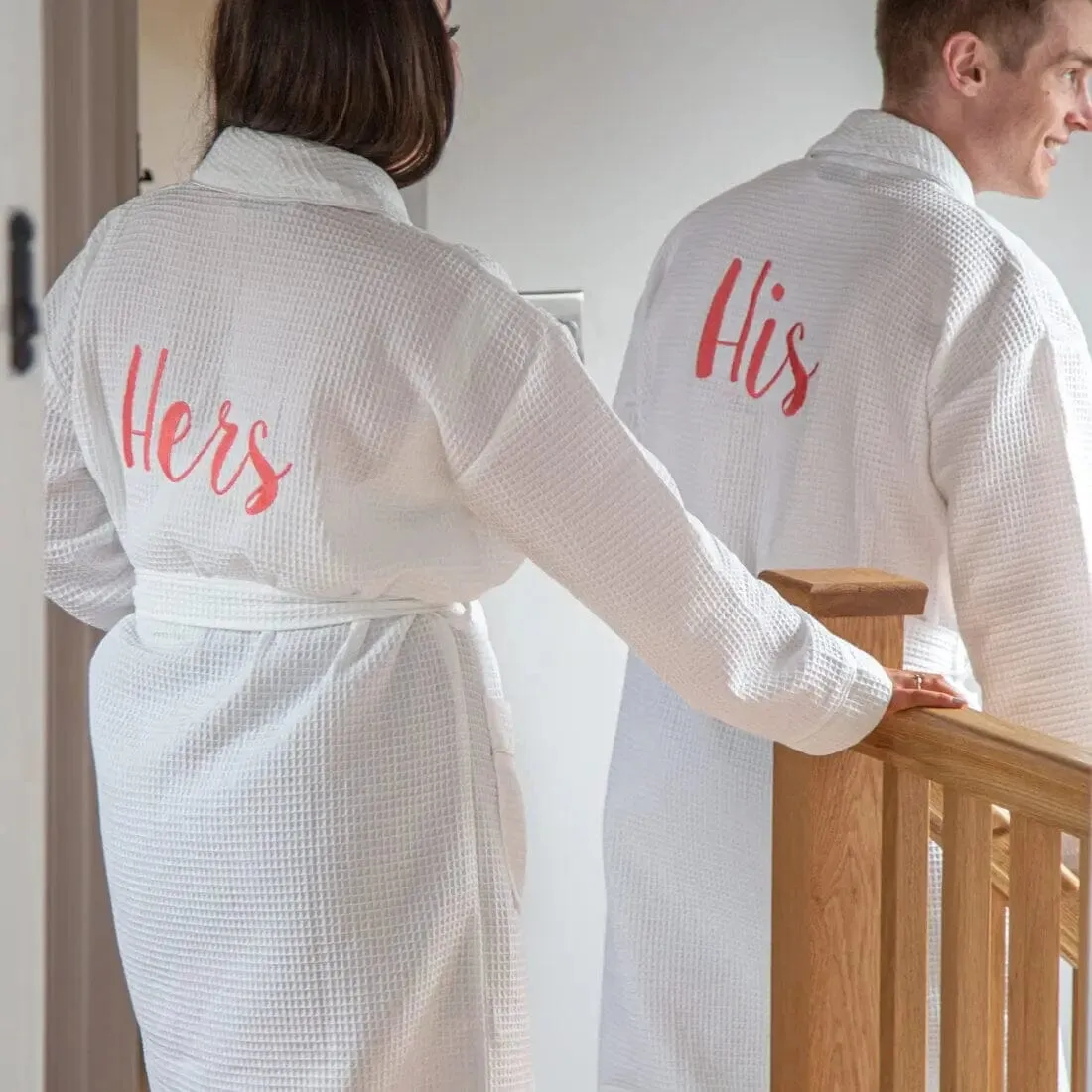Personalised Aztex Shawl Collar Waffle Dressing Gown - Front and Back Embroidery