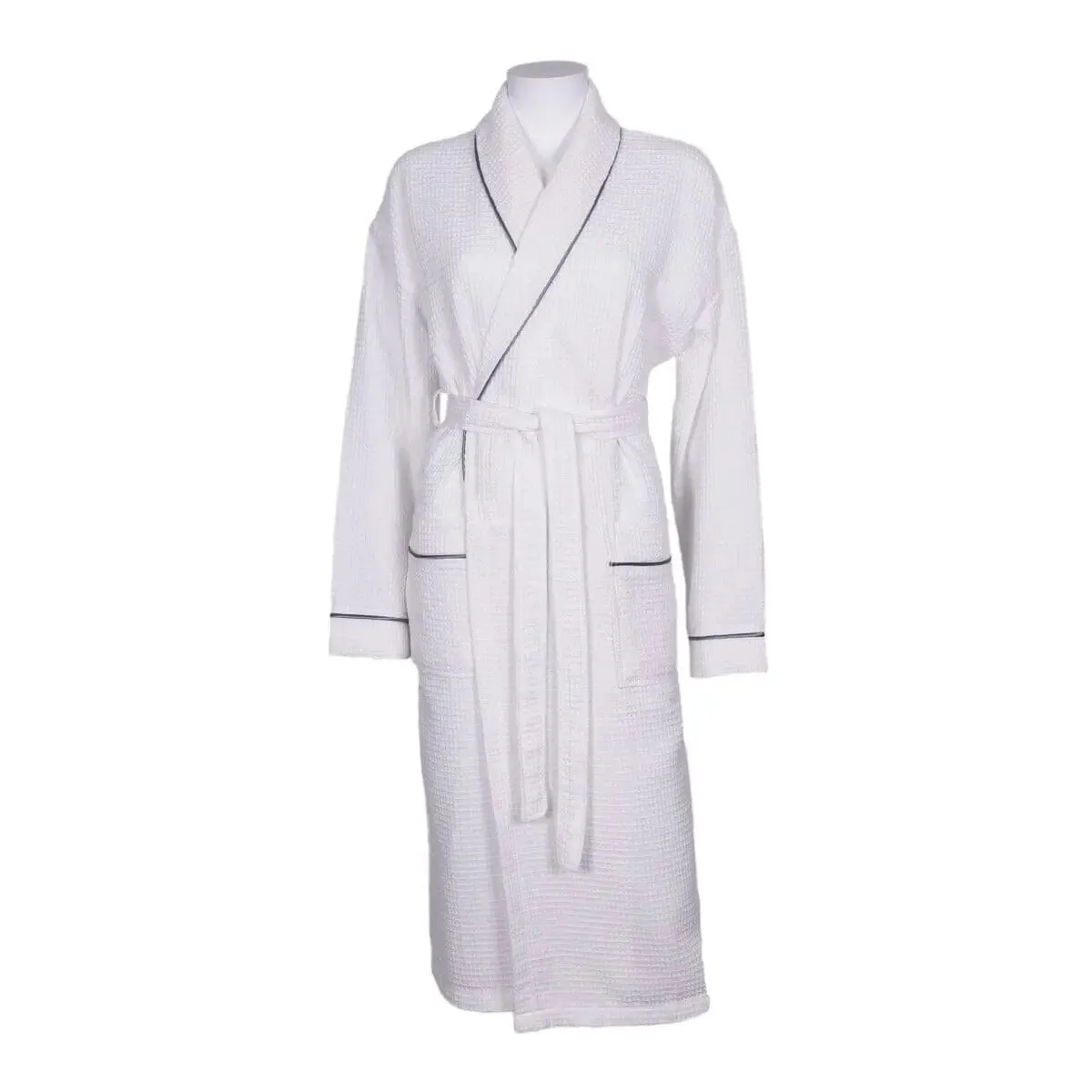 Personalised Aztex Shawl Collar Waffle Dressing Gown - Front and Back Embroidery