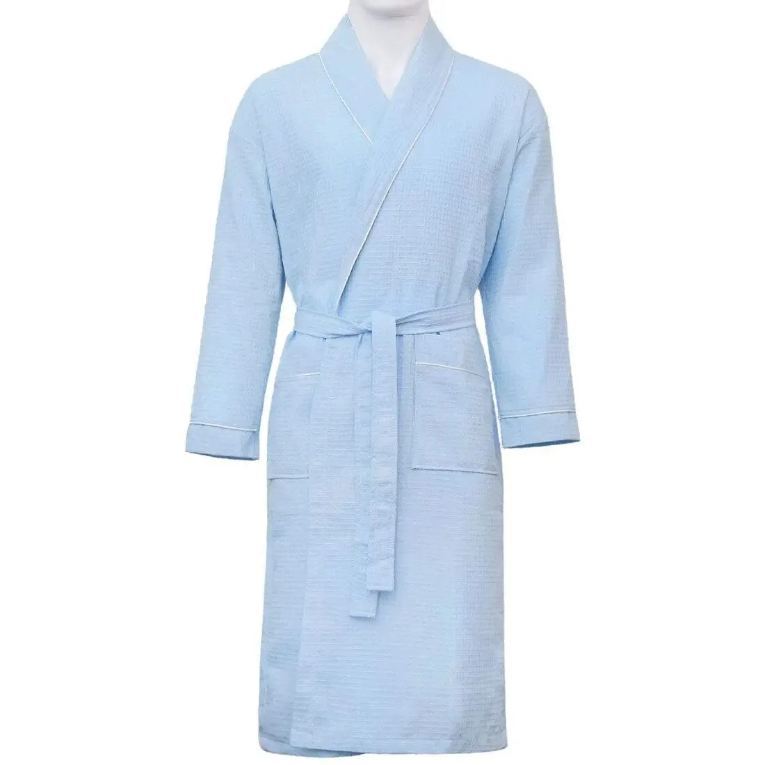 Personalised Aztex Shawl Collar Waffle Dressing Gown - Front and Back Embroidery