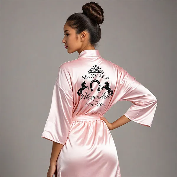 Personalized Mis Quince Charro Robes with Slippers Set