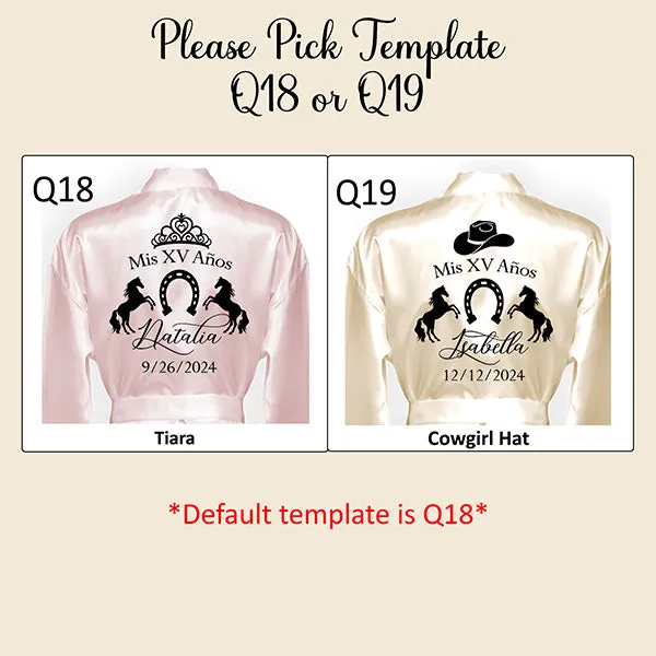 Personalized Mis Quince Charro Robes with Slippers Set