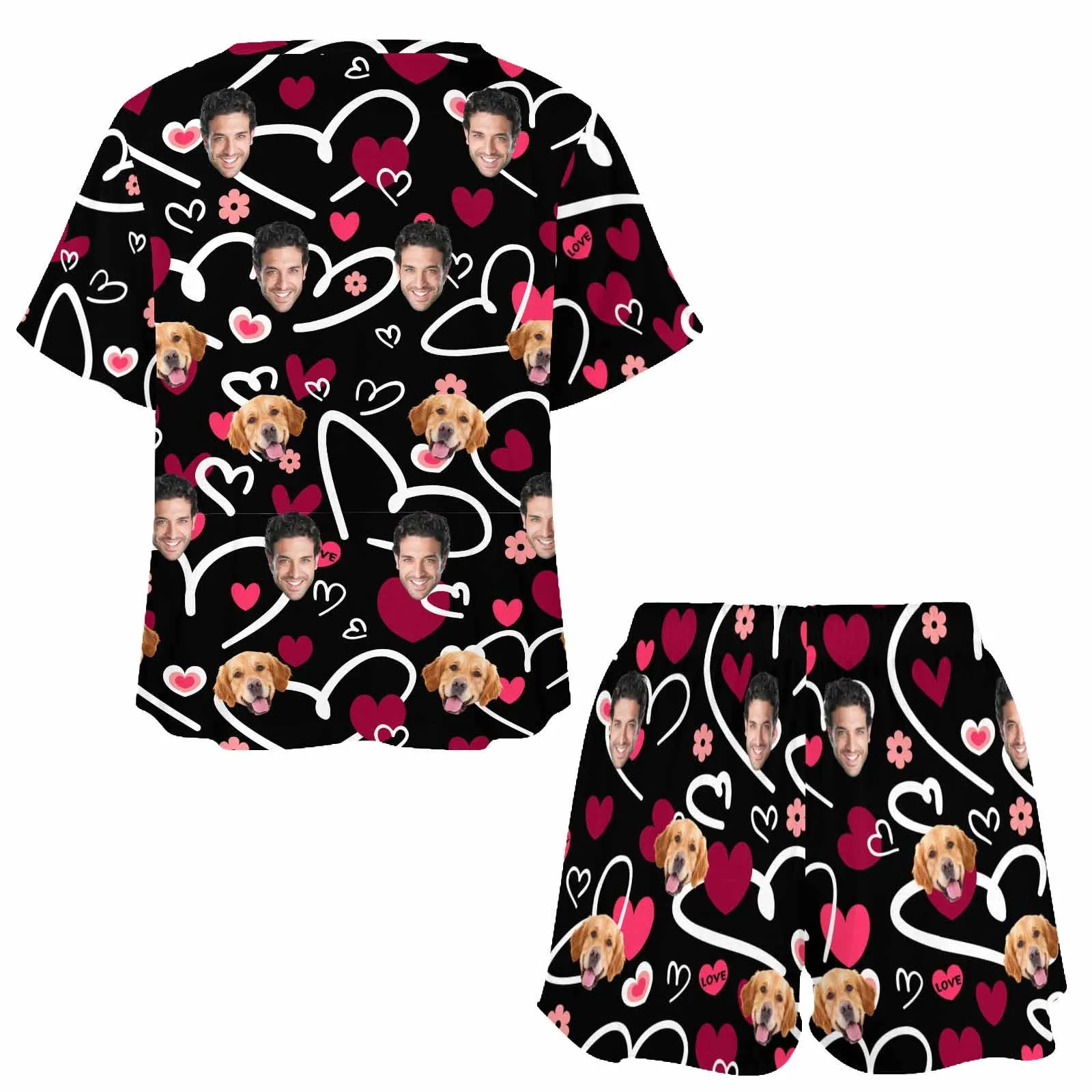 Personalized Photo Pajama Sets for Women Custom Face Short Sleeve Sleepwear Nightwear Customized Lover Gift