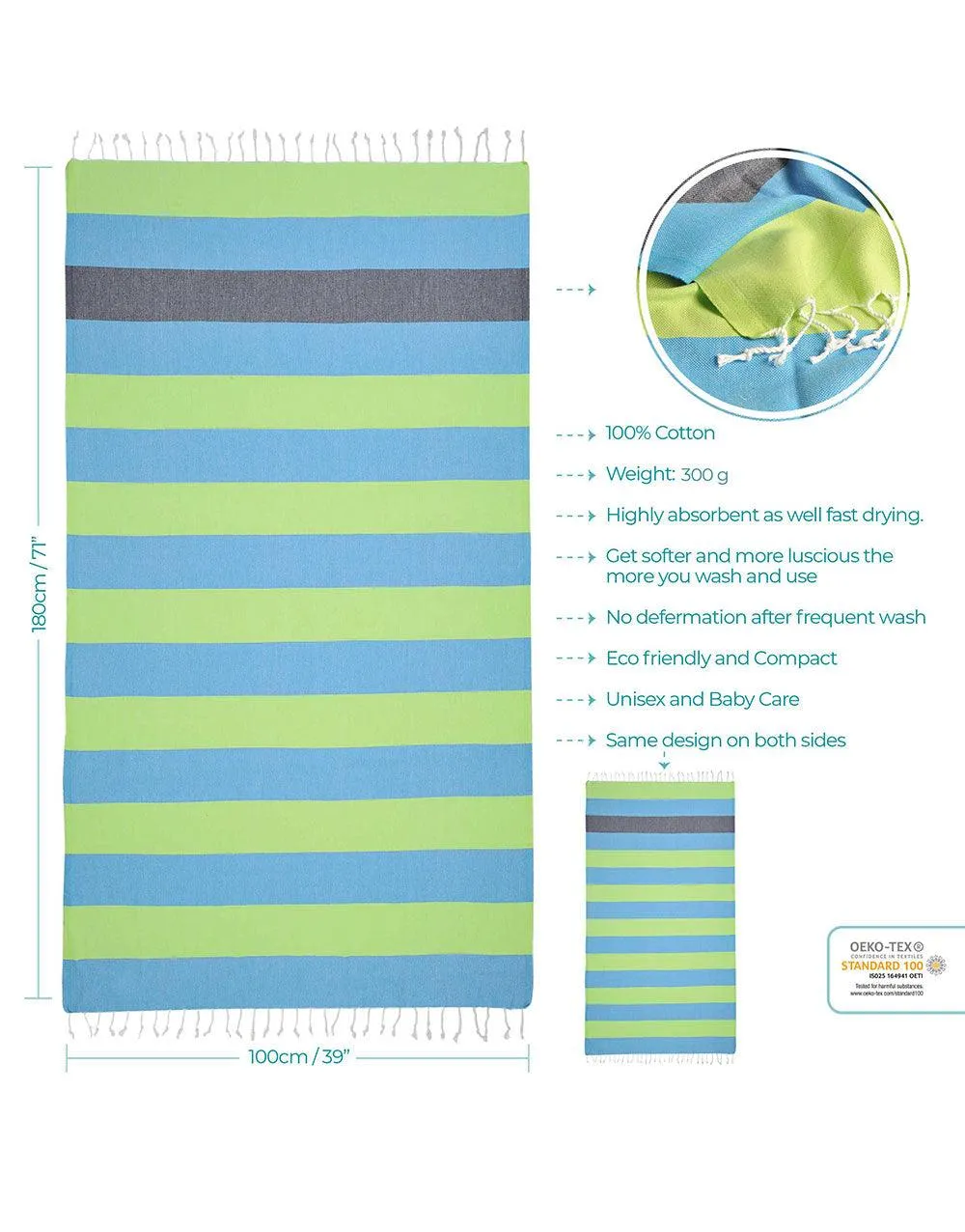 Personalized Wide Stripe Turkish Beach Towel