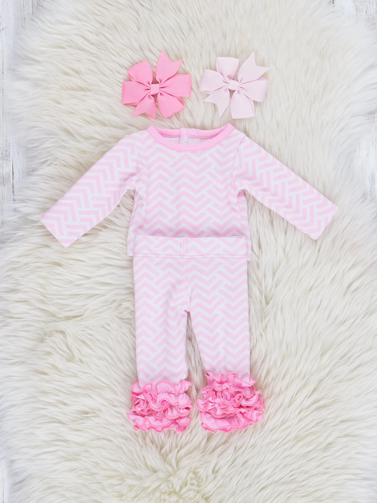 Pink Broken Chevron Stripe Baby Doll Pajamas