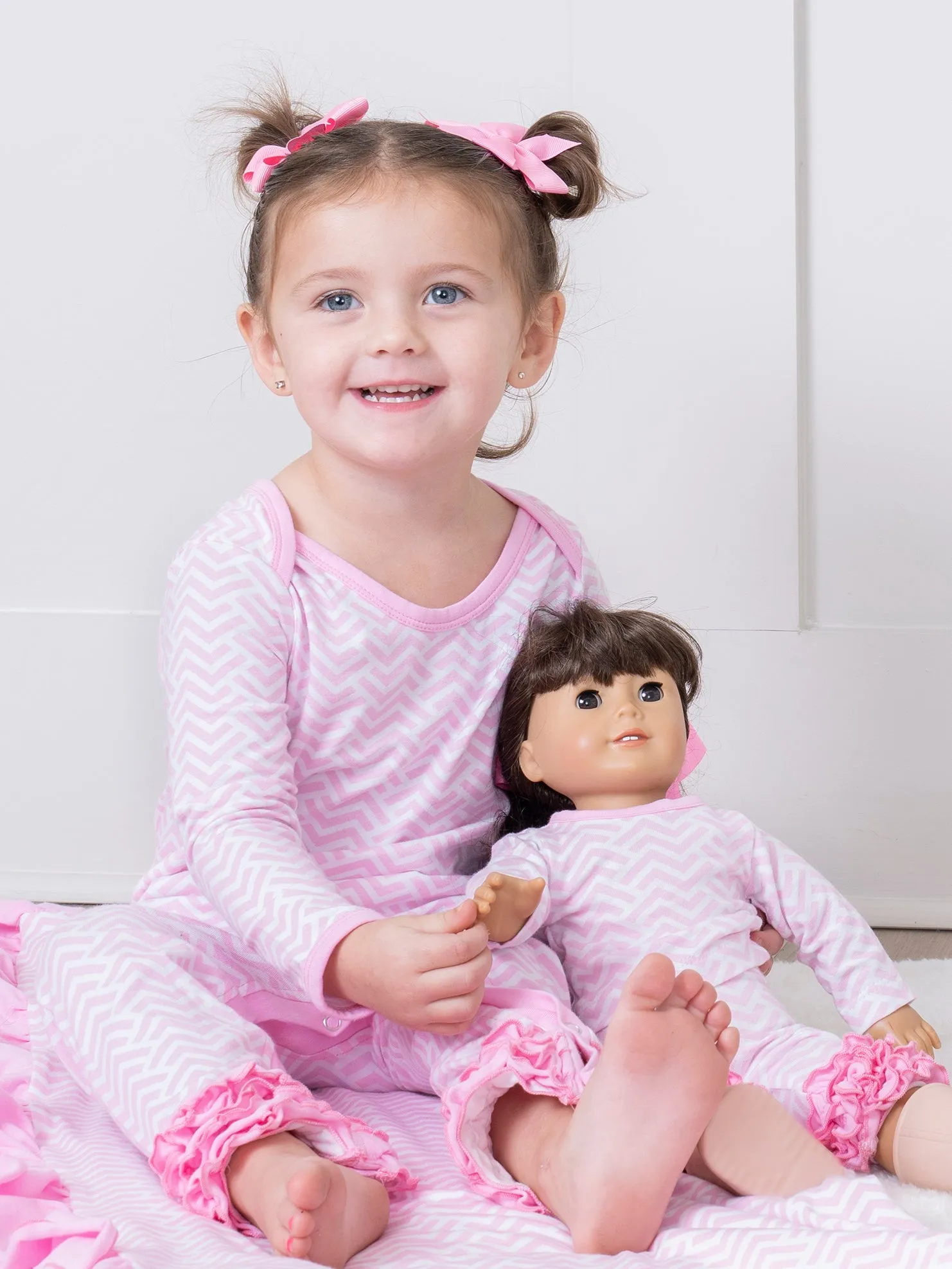 Pink Broken Chevron Stripe Baby Doll Pajamas