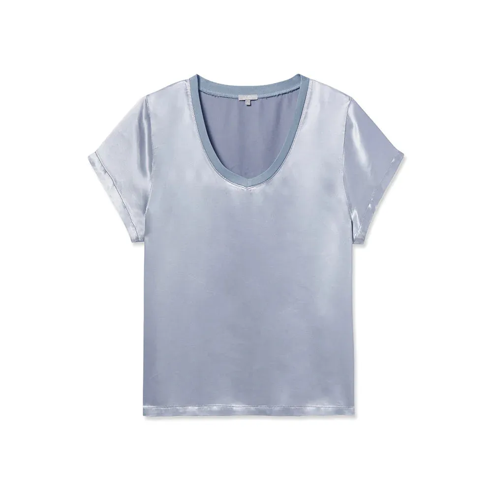 PJ Harlow Gianna Satin V-Neck Tee