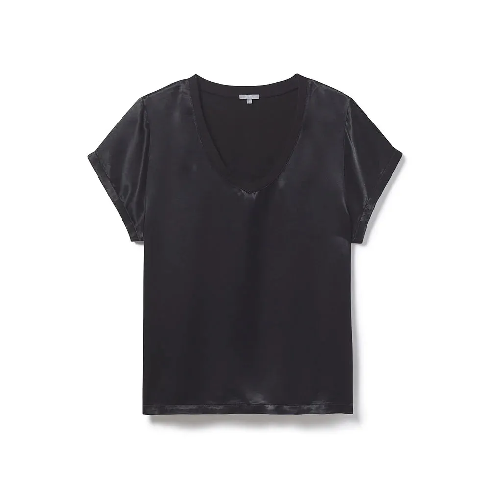 PJ Harlow Gianna Satin V-Neck Tee