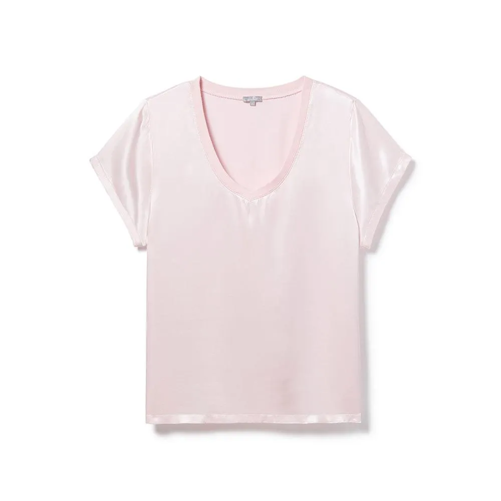 PJ Harlow Gianna Satin V-Neck Tee