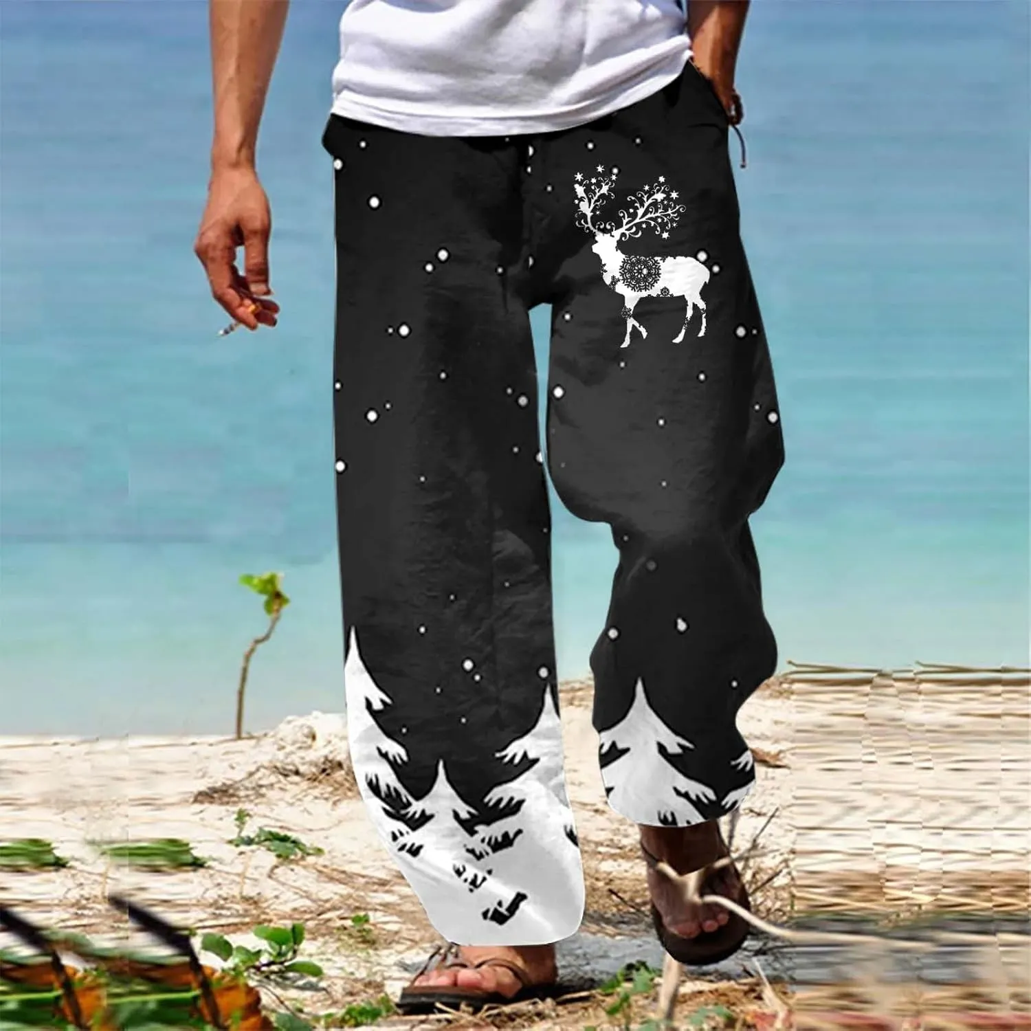 Pj Pants Christmas Trousers Men's Christmas Christmas Tree 3D Printed Casual Pants Jeans Pajama Pants Mens Mens Red