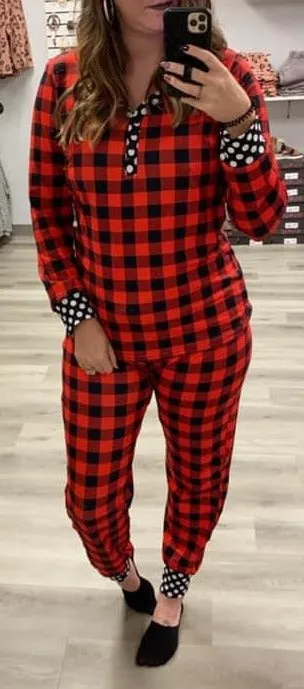 Plaid & Dots Loungewear Set