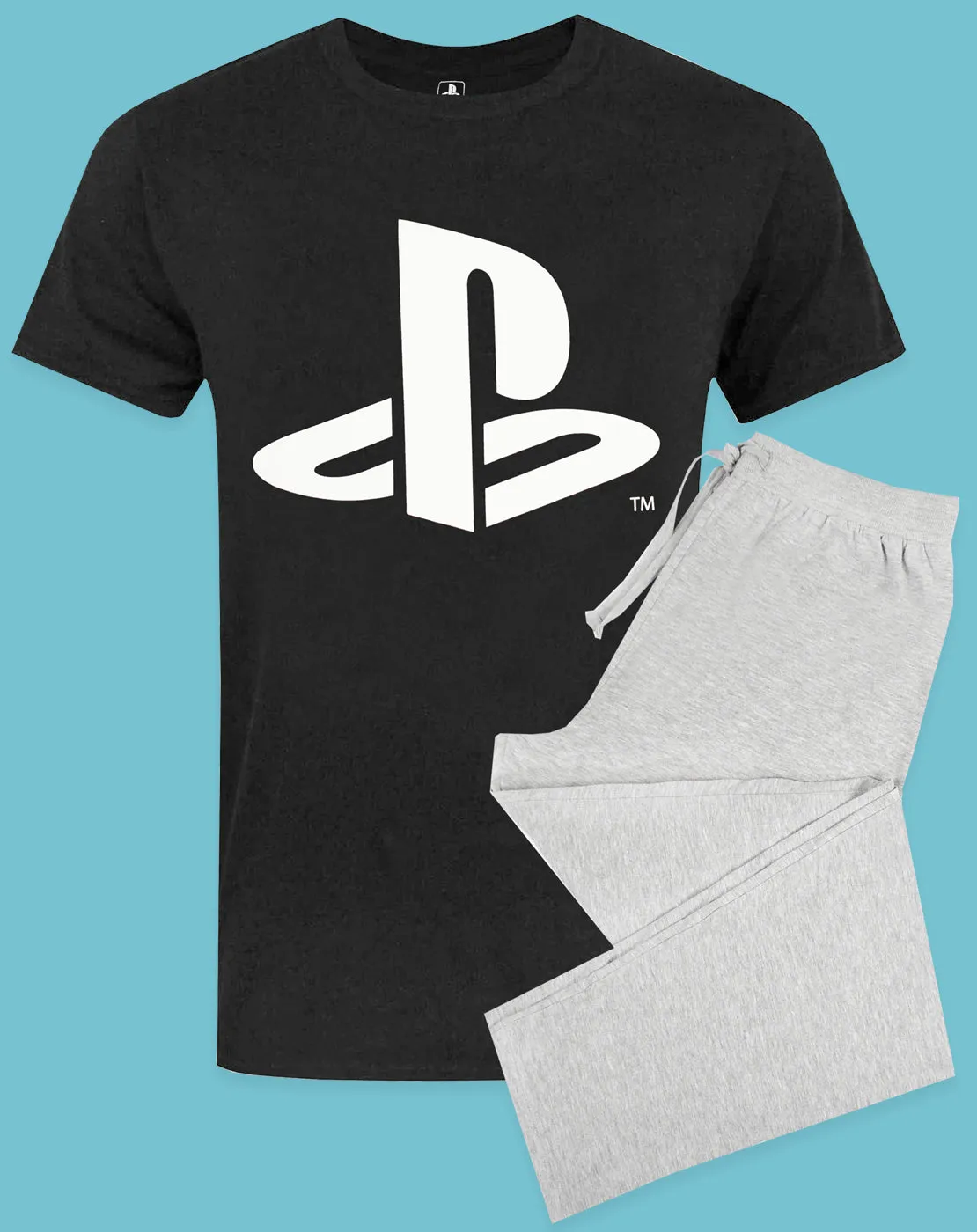 PlayStation Logo Men's Gaming Pyjama T-Shirt & Lounge Pant Set