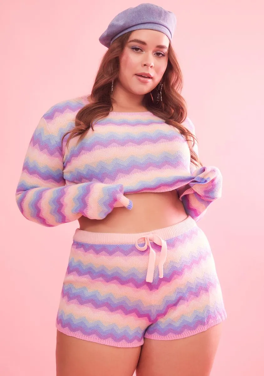 Plus Follow The Rhythm Rainbow Knit Shorts