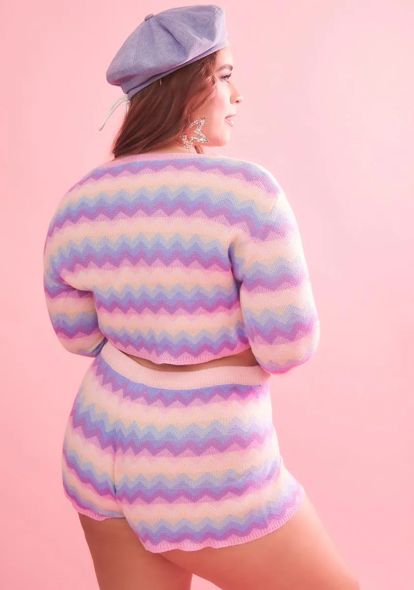 Plus Follow The Rhythm Rainbow Knit Shorts